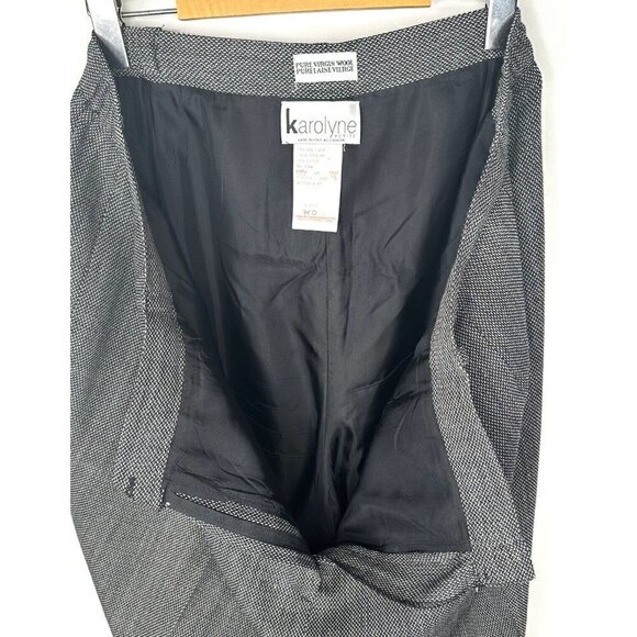 VTG Karolyne Petite Wool Herringbone Wide Leg Dress Pants Women 22 Gray Lined - Picture 8 of 12